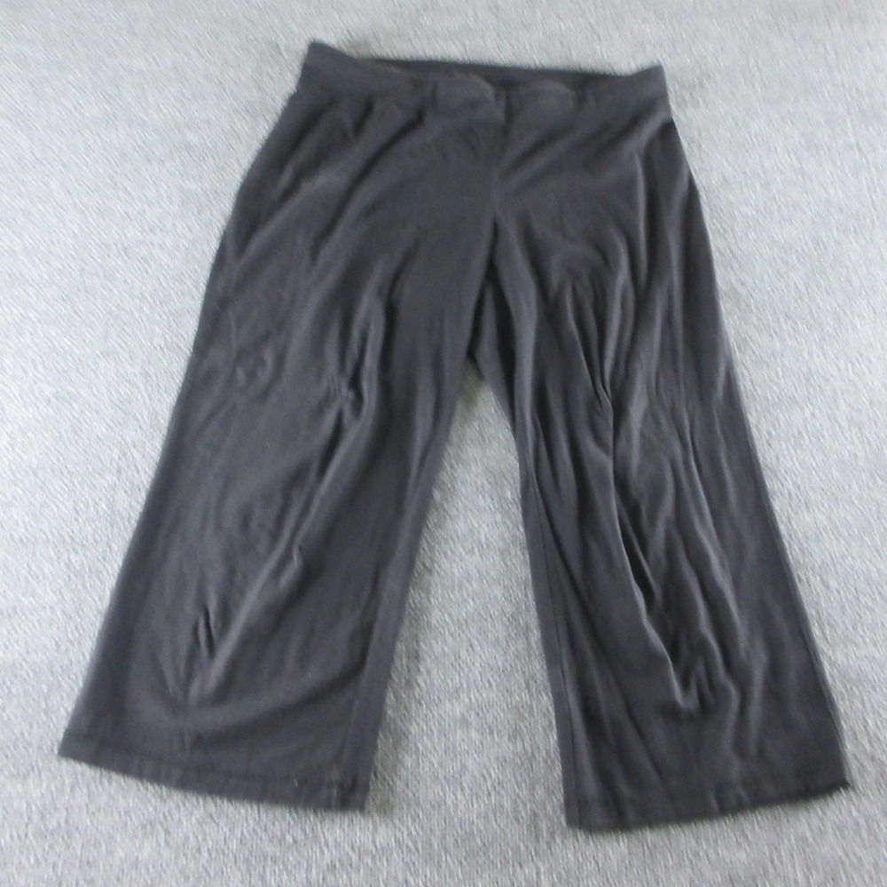 Eileen Fisher Pants Womens‎ L Black Cropped Wide Leg Elastic Waist Casual Office